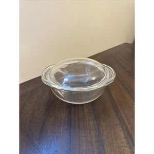 Vintage PYREX #022 Clear Glass 1 Quart Casserole Bowl, with Lid,‎ Made in USA!